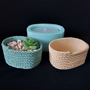Flower Basket Series Cement Flower Pot Silicone Mould