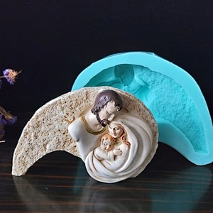Catholic Holy Family Three Infant Virgin Mary Sleeping Angels Christmas Soap Silicone Mold for Church Gifts Characters