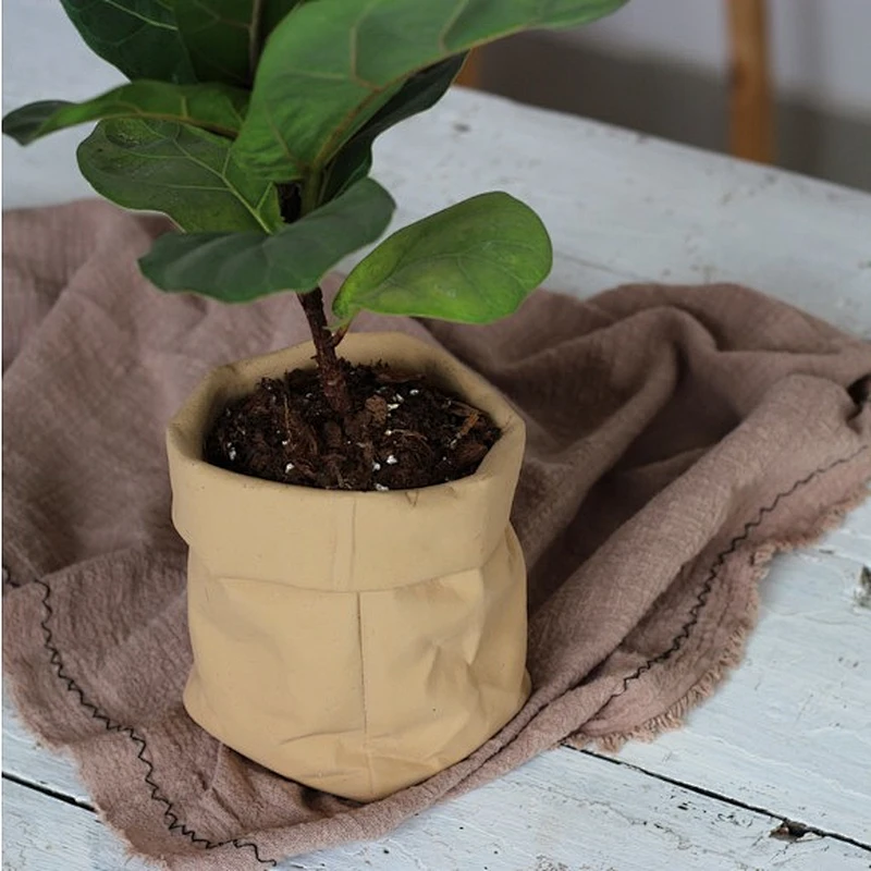 Nordic modern kraft paper bag shaped flower planter pot creative home decoration concrete silicone mold