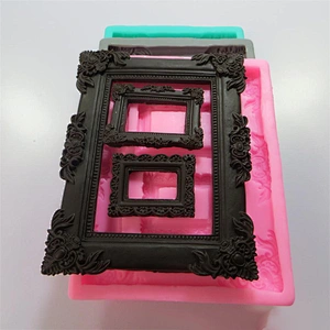 PRZY F1022 Funny 3 Different Sizes Frame Shape Photo Decoration Cake Fondant Silicone Mold for Cake Decorating