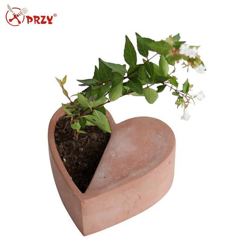 Heart shaped cement flower pot personality creative plant potted silicone mold