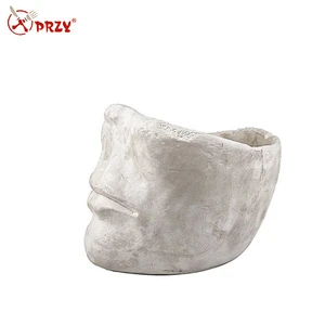 Half Face portrait cement concrete silicone flowerpot mold