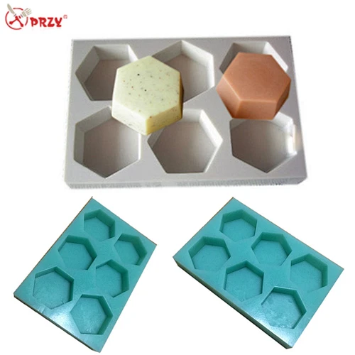 6 Cavities hexagonal Soap mold DIY food grade loaf soap Silicone Molds