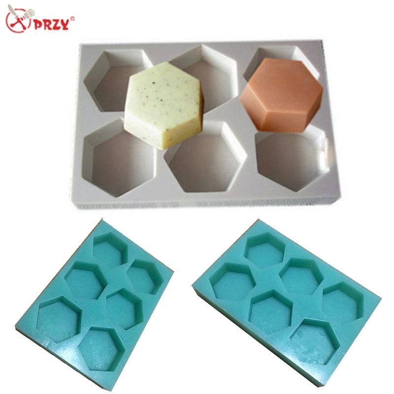 6 Cavities hexagonal Soap mold DIY food grade loaf soap Silicone Molds
