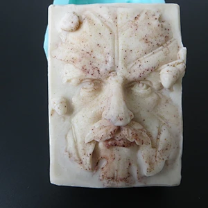 QT0098 Support custom handmade creative soap bearded leaves man rectangular soap silicone mold