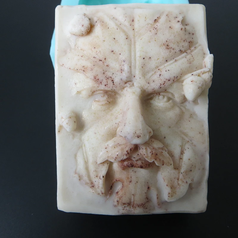 QT0098 Support custom handmade creative soap bearded leaves man rectangular soap silicone mold