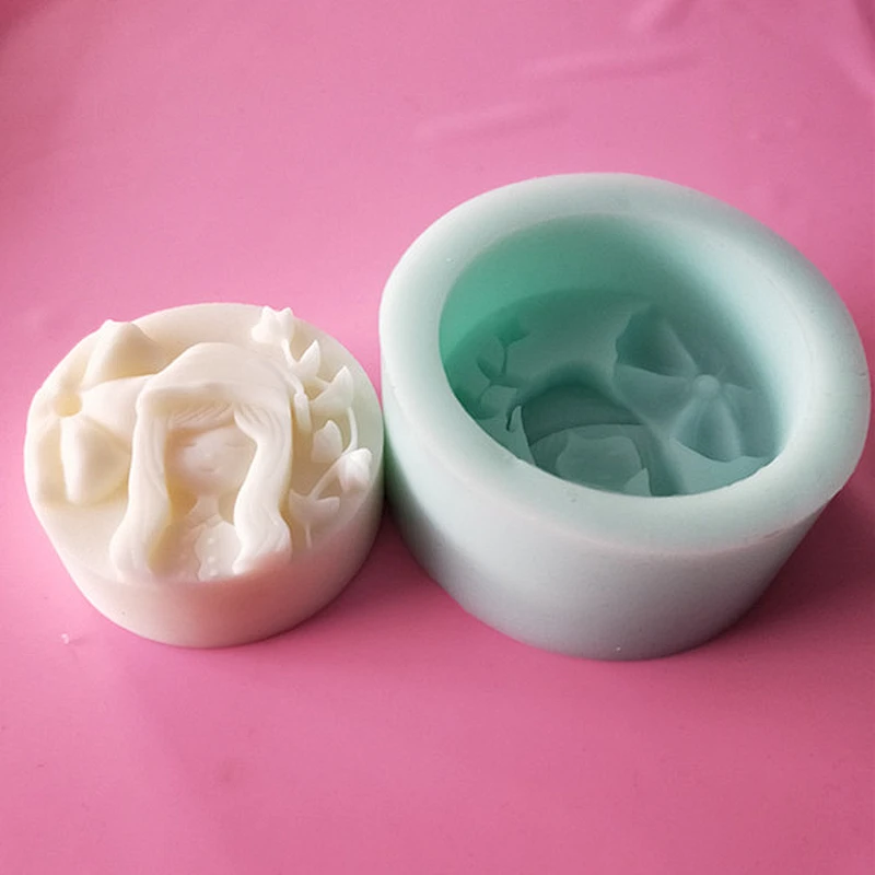 Girl series cute angel round soap silicone mold