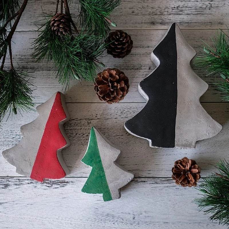 Nordic art home Vintage industrial wind loft old cement Christmas tree decoration concrete silicone mold