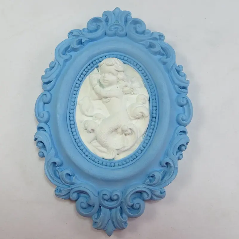 TS0002 embossed angel oval shape silicone mold for fondant cake decoration