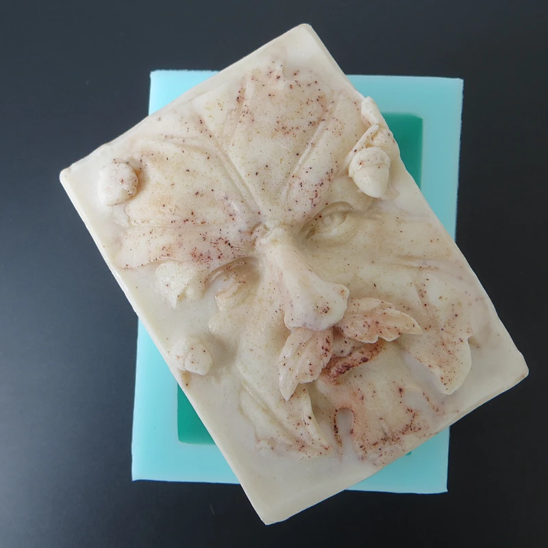 QT0098 Support custom handmade creative soap bearded leaves man rectangular soap silicone mold