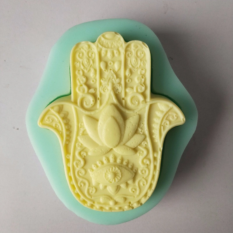 HAMSA Lotus in the palm silicone soap mold khamsah handmade soap making Hand of Fatima mascot molds candle resin clay mould