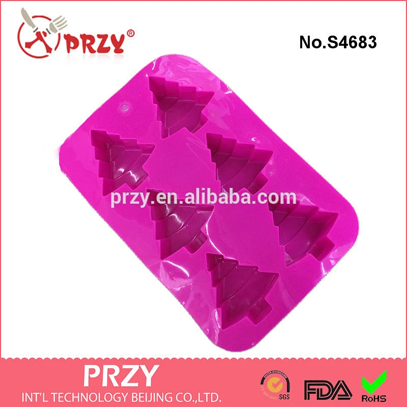 6 hole Christmas tree cake silicone mold for jelly pudding chocolate mold