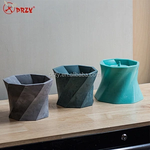 3D Twisted Octagon Vase Silicone Mold New Silicone Molds For Concrete silicone planter vase mold