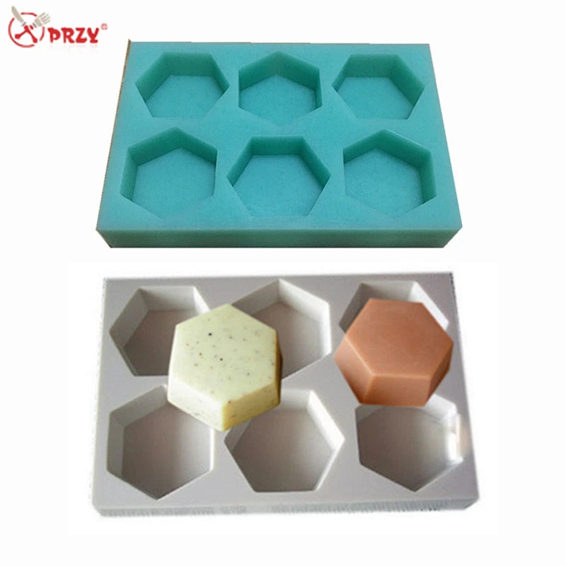 6 Cavities hexagonal Soap mold DIY food grade loaf soap Silicone Molds