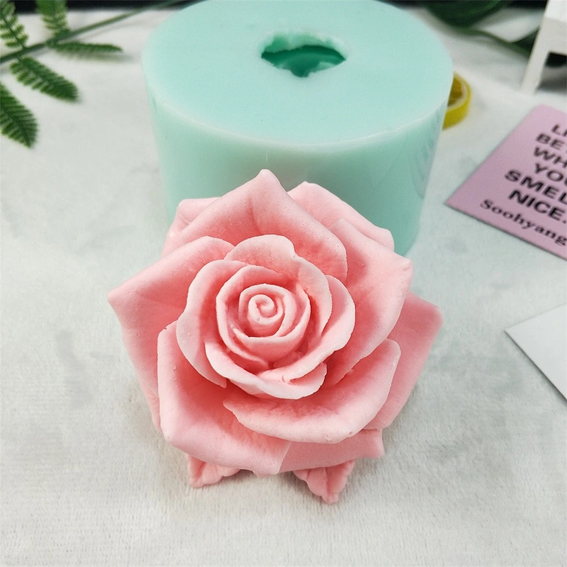 HC0190 PRZY 3D Artificial Flower Bloom Rose Aromatherapy Stone Silicone Soap Mold for Handmade Decoration