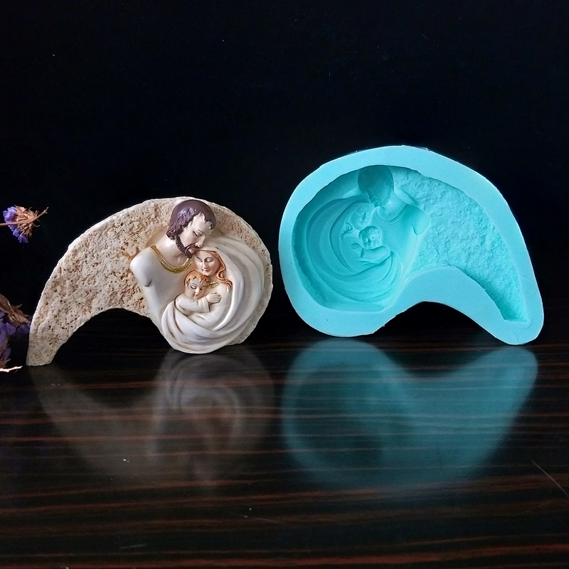 Catholic Holy Family Three Infant Virgin Mary Sleeping Angels Christmas Soap Silicone Mold for Church Gifts Characters