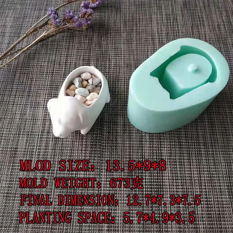 Dog shape flower pot plants silicone cement concrete molds