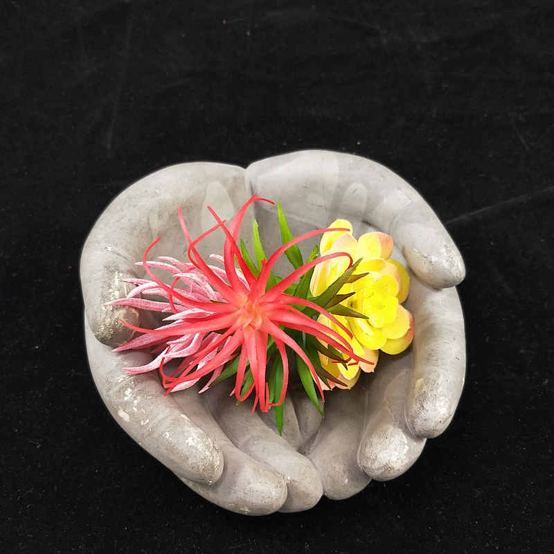 Hand shape cement plant flower pot silicone mould, concrete home decoration