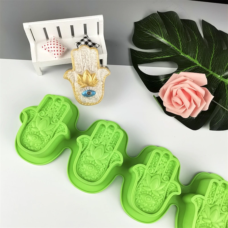 Hand of Fatima Mascot Khamsah Candle Silicone Mold for HAMSA Lotus in the Palm Silicone Soap Making Mold