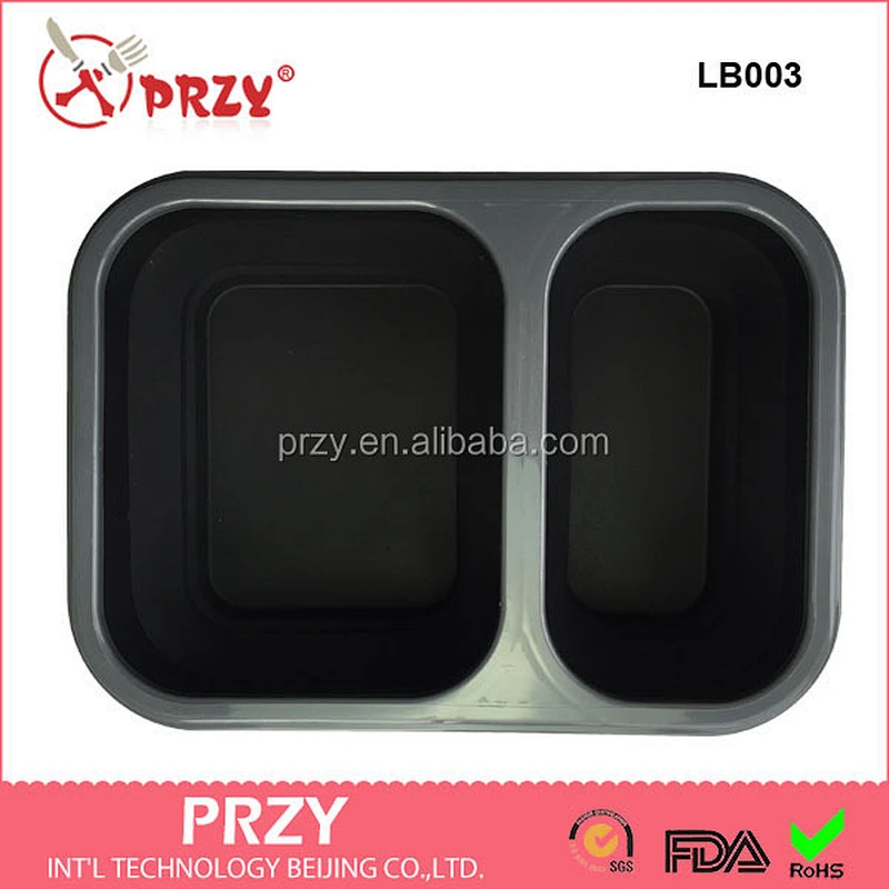 LB003 GOOD Food Grade Easy Carry Silicone Kitchen Foldable Lunch Box silicone