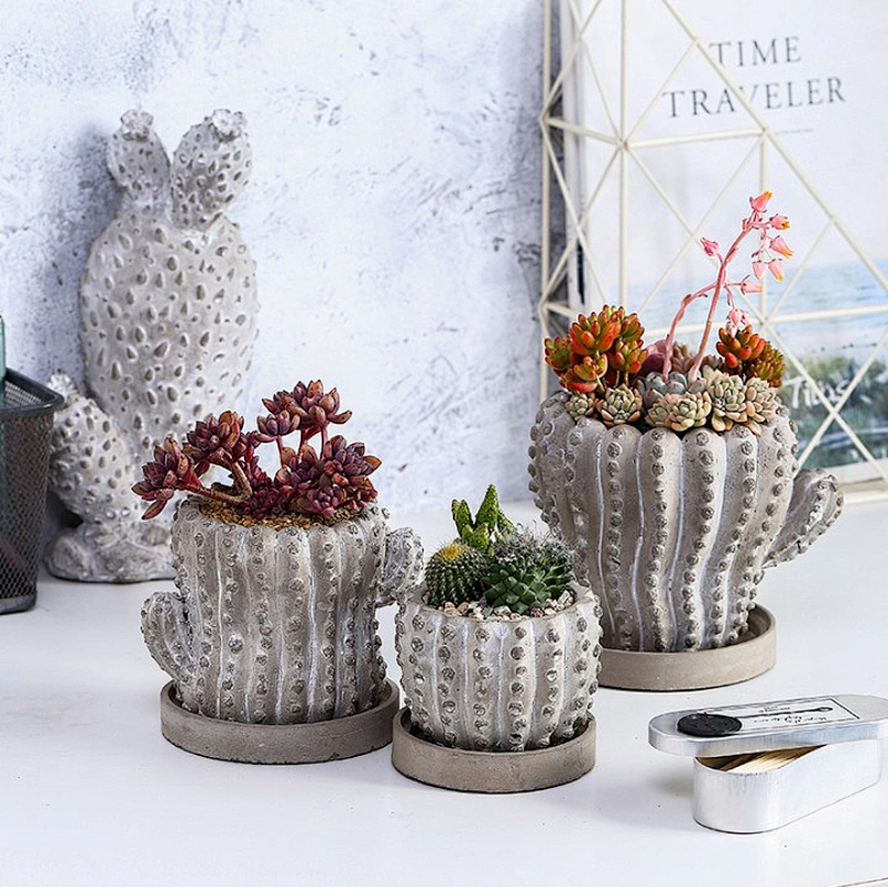 Creative Cactus Series Cement Pot Green Plant Succulents Flower Concrete Pot Silicone Mold