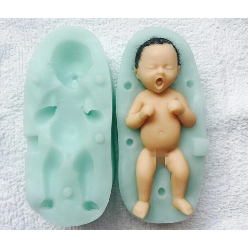 High quality cake decorating 3D silicone baby mold for fondant