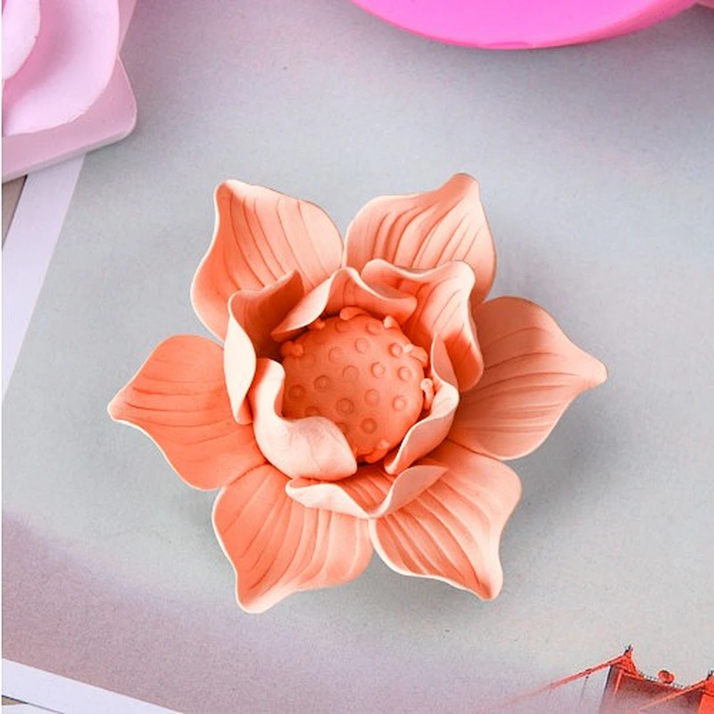 HC0028 Silica gel 3D molds Lotus silicone soap mold for flowers bouquet handmade soap making molds