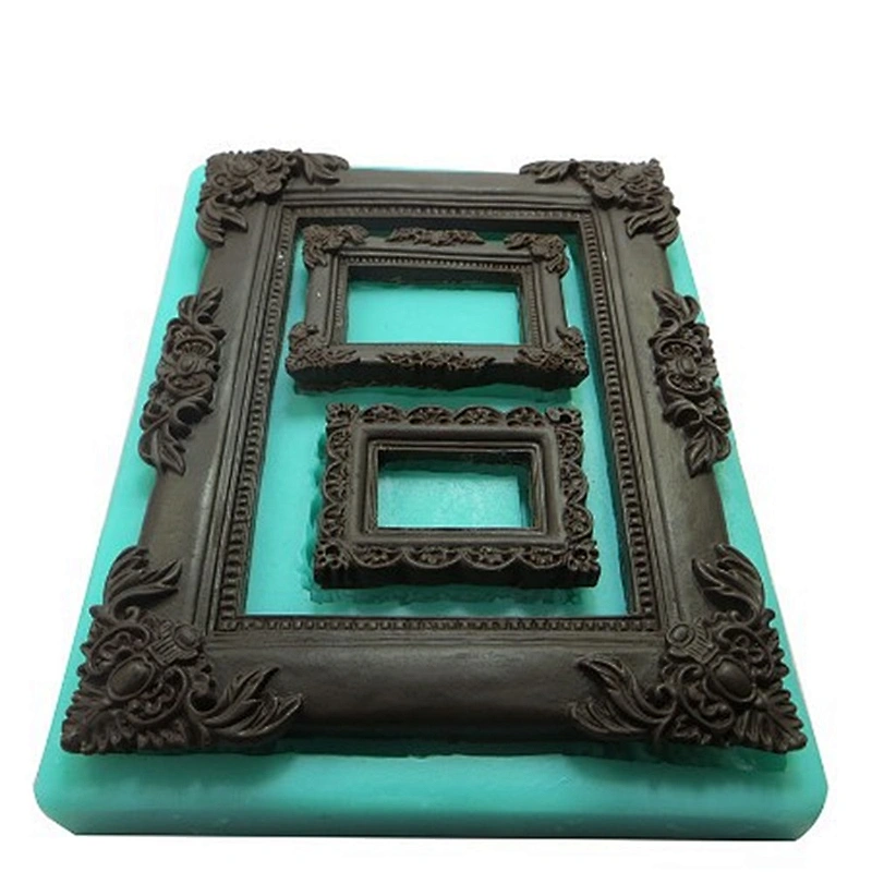 PRZY F1022 Funny 3 Different Sizes Frame Shape Photo Decoration Cake Fondant Silicone Mold for Cake Decorating