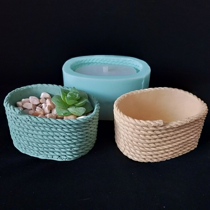 Flower Basket Series Cement Flower Pot Silicone Mould