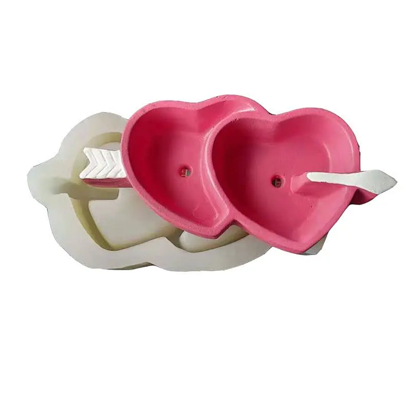 Heart to heart Creative landscape flower pot concrete cement silicone mold