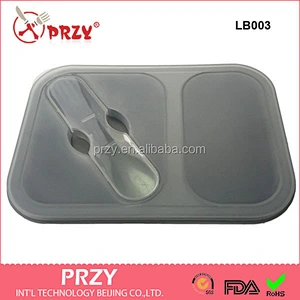LB003 GOOD Food Grade Easy Carry Silicone Kitchen Foldable Lunch Box silicone