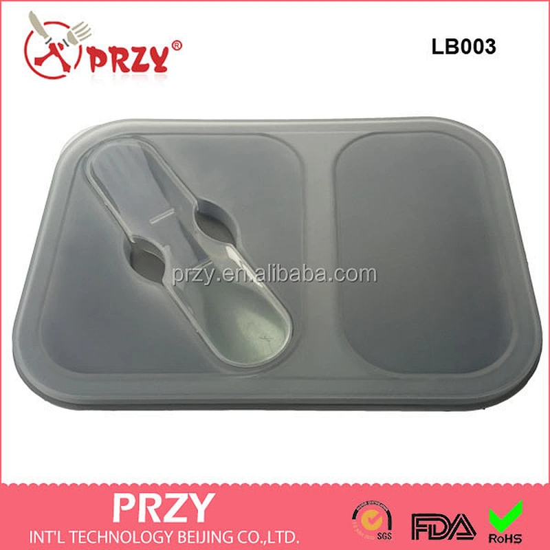 LB003 GOOD Food Grade Easy Carry Silicone Kitchen Foldable Lunch Box silicone