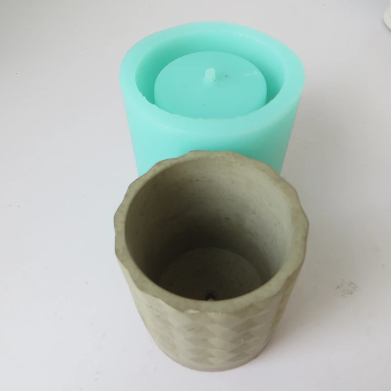 Cement silicone mold for round triangle texture pen holder