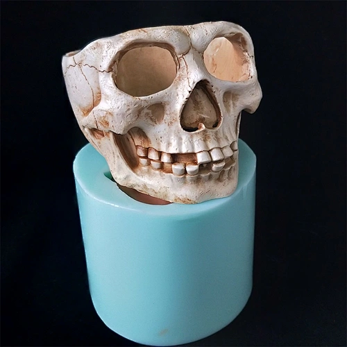 HP0133 Head Shaped Skeleton Cement Pot Silicone Mold with Factory Price Concrete Flower Planter Pot Water Hole