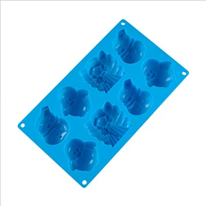 Food grade silica gel 8 holes animal shape silicone cake mold for baking tools