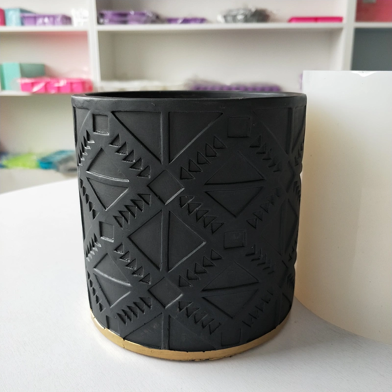 Round Cement Flower Pot Mould, Creative Potted Green Plant silicone mold