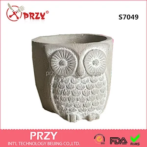 S7049 Owl Shaped Concrete Flower Pot molds Cement DIY Craft Moulds