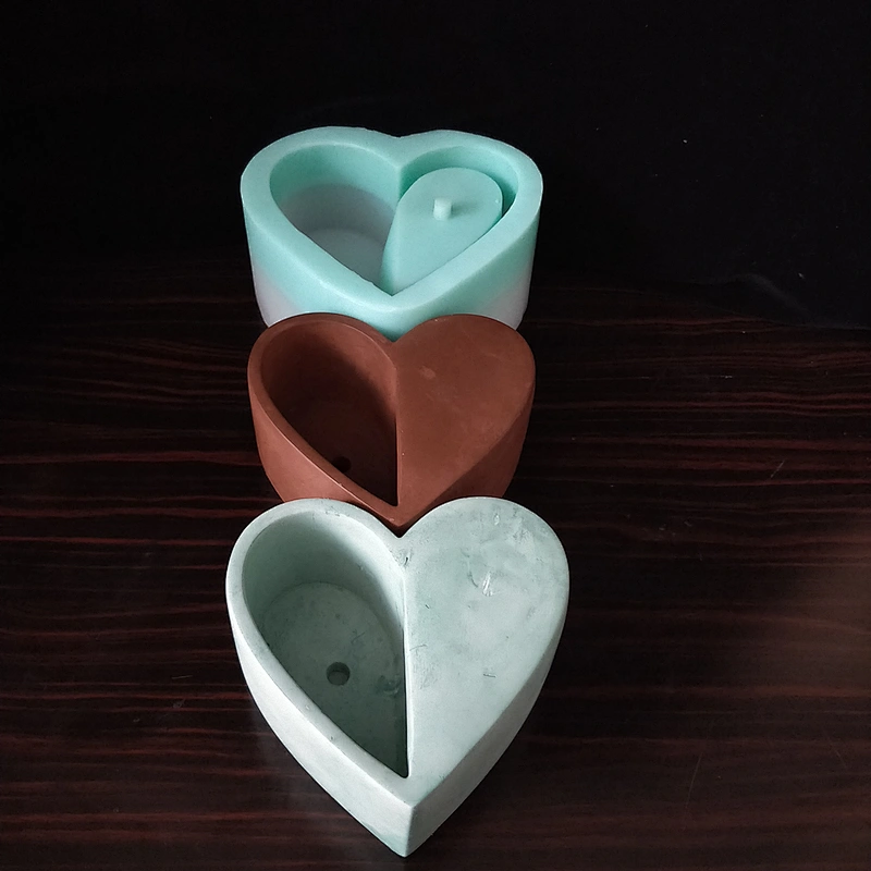 Heart shaped cement flower pot personality creative plant potted silicone mold
