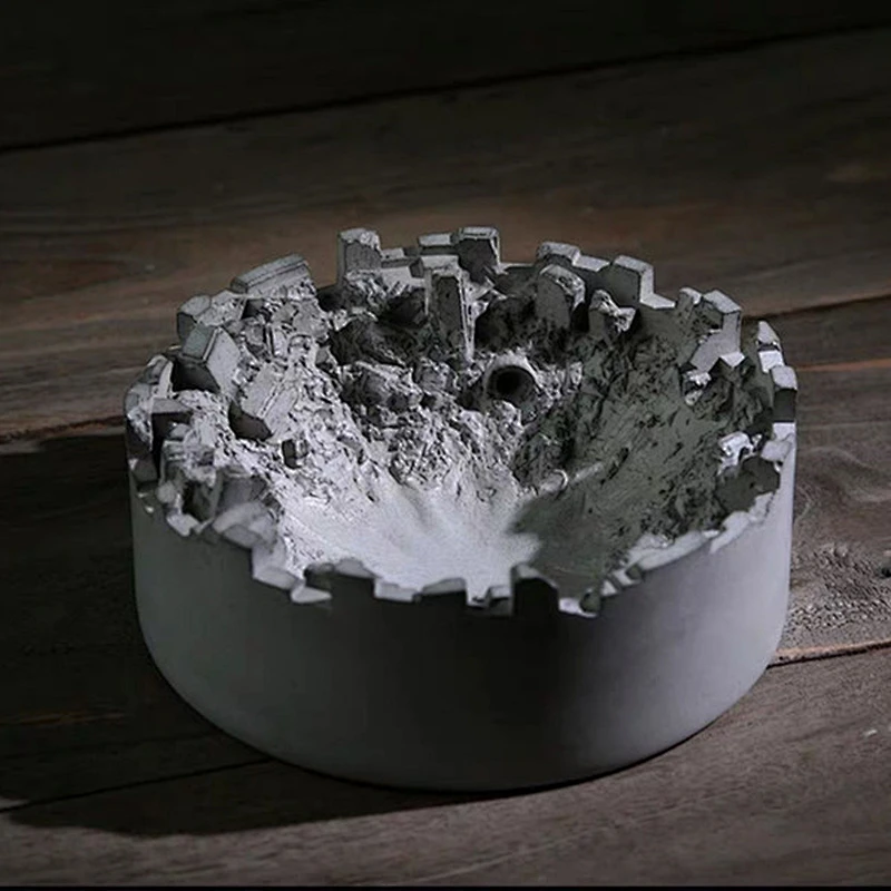 Ashtray ruin landscape cement home concrete pot mold silicone moulds