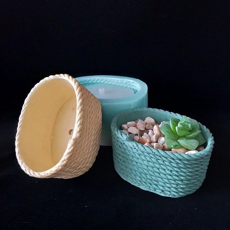 Flower Basket Series Cement Flower Pot Silicone Mould