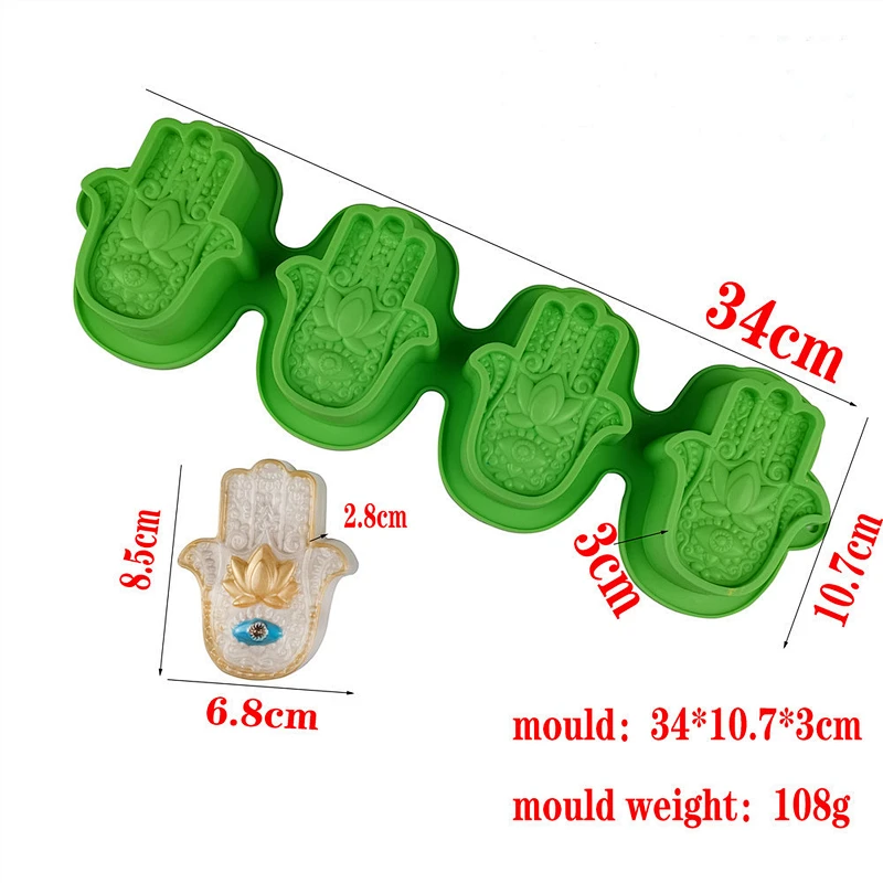 Hand of Fatima Mascot Khamsah Candle Silicone Mold for HAMSA Lotus in the Palm Silicone Soap Making Mold