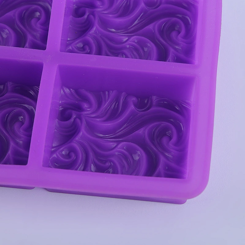 PR377 4 Bars Wave Cloud Shaped Realistic Carving 3D Soap Solid Silicone Soap Mold with High Quality