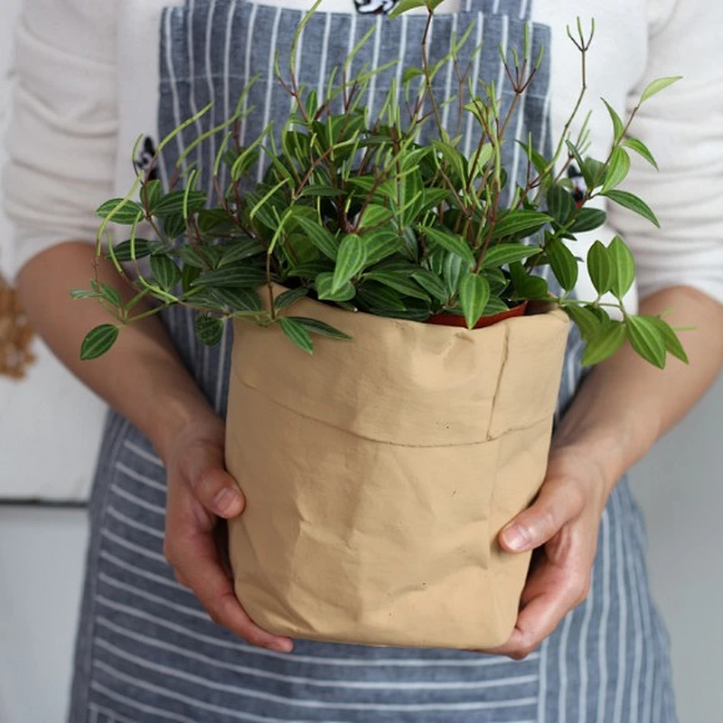 Nordic modern kraft paper bag shaped flower planter pot creative home decoration concrete silicone mold