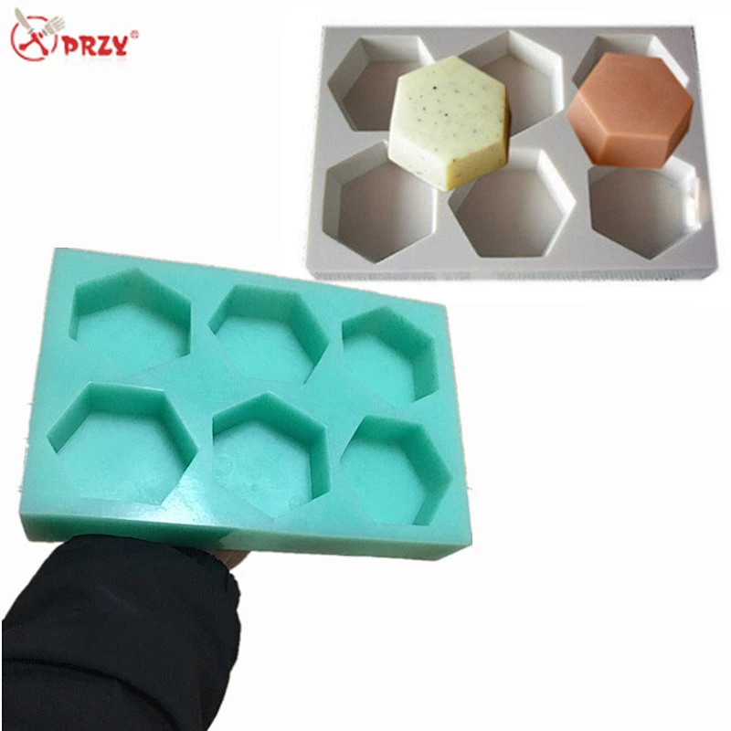 6 Cavities hexagonal Soap mold DIY food grade loaf soap Silicone Molds