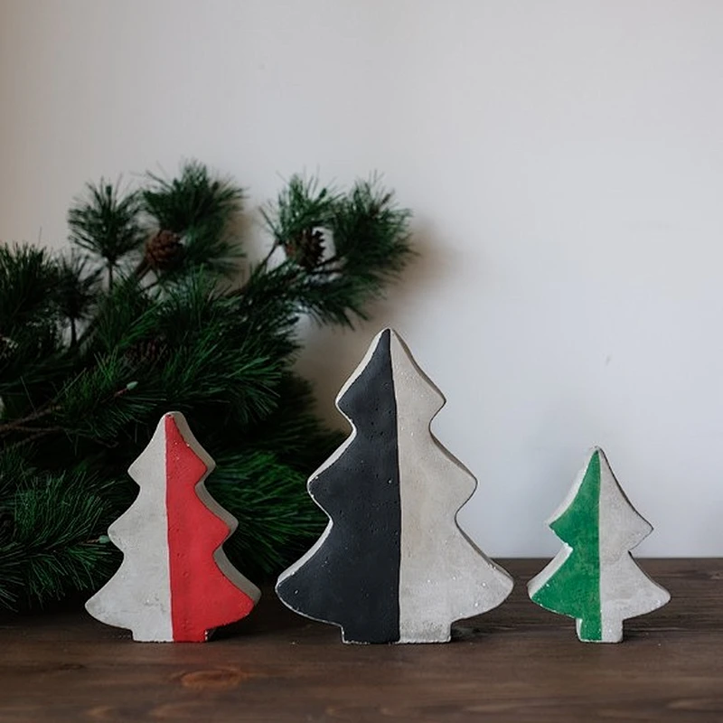 Nordic art home Vintage industrial wind loft old cement Christmas tree decoration concrete silicone mold