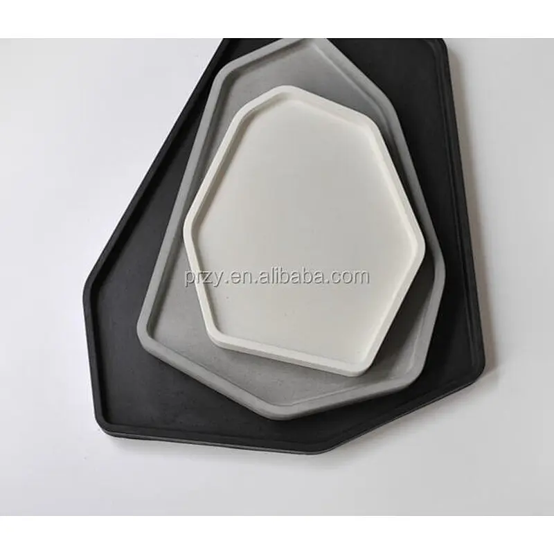 PRZY 2018 new concrete Irregular polygons disk molds concrete home Nordic decorative fruit tray silicone molds