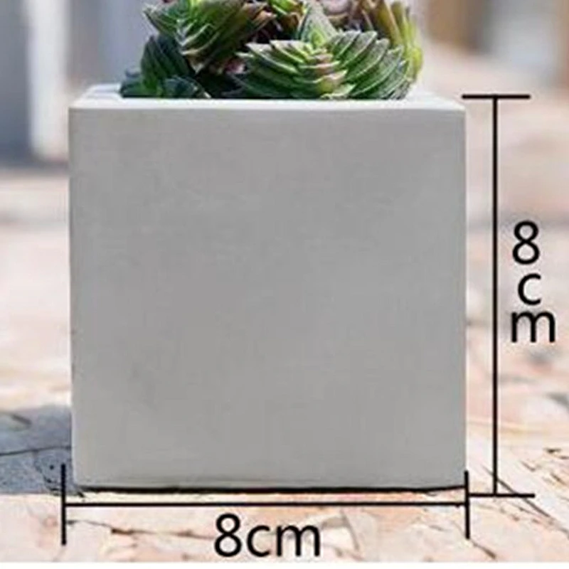 Three sizes of square cement flower pot silicone mold