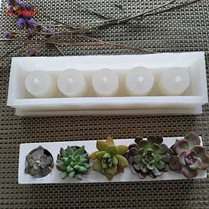 5-hole household indoor cement flower pot rectangular round silicone mold