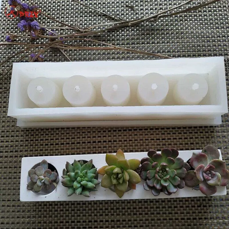 5-hole household indoor cement flower pot rectangular round silicone mold