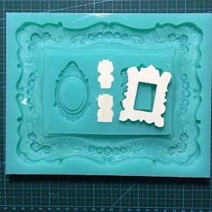 Mirror frame shape silicone mold make resin plaster fondant ornament decoration